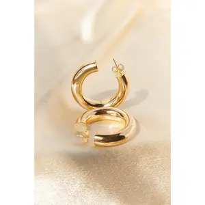 Amy Hoops – 18k Gold Filled Italian Chunky Hoop Earrings, Lightweight Statement Jewelry for Everyday Wear