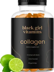 BlackGirl Vitamins Collagen Gummies for Hair, Skin, and Nail Support, with Vitamin C, Vitamin E, and Biotin, Gluten Free, (Lime), 60ct