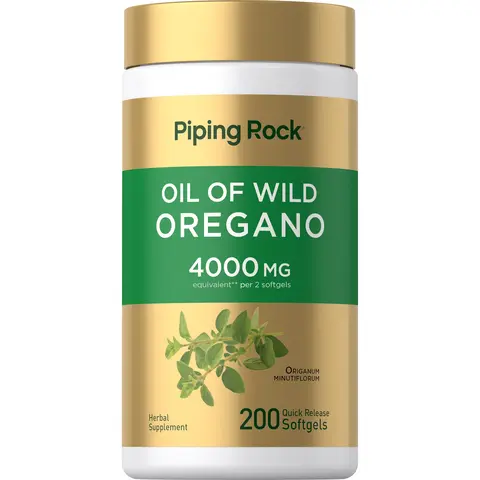 Piping Rock Oregano Oil Capsules 4000mg - 200 Pills - Herbal Extract Supplement - Wild Harvested - Non-GMO, Gluten Free