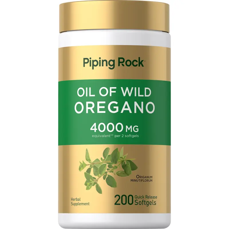 Piping Rock Oregano Oil Capsules 4000mg - 200 Pills - Herbal Extract Supplement - Wild Harvested - Non-GMO, Gluten Free