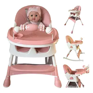 A multifunctional dining chair featuring two modes—standard dining chair and rocker—that can be switched between with ease. Safe and reliable, it is equipped with a 5-point safety harness. It is foldable ， and offers a 3-position adjustable backrest.