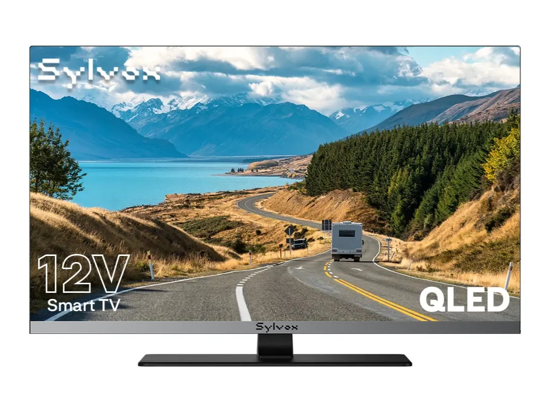 SYLVOX 12V/24V Smart RV TV with Google TV & Built-in DVD Player, Frameless 1080P Full HD QLED Display, Shock-Resistant, Wide Voltage Support (9–32V), Voice Control Remote (Limo QLED Series 2026)