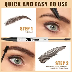 NEW 2-in-1 Eyebrow Pencil & Tinted Gel, Salon-Quality, Waterproof & Long-Lasting, Natural Hair-Like Strokes in Seconds, Smudge-Proof Daily Brow Tool