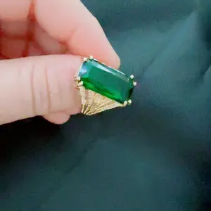 Women's Fashion Green Zircon Adjustable Ring, Valentine's Day & Christmas Gift, Bride Wedding Engagement Ring, Elegant Everyday Ring, Beautiful Rings