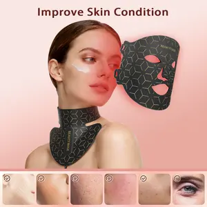AYYHG Red Light Photon Facial And Neck Mask, Seven-Color Light Therapy Mask, Customizable Modes, With Infrared Function, Portable And Rechargeable, Suitable For Home Use