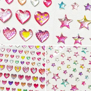 234 Rainbow Star and Heart Stickers, Shiny Gem Stickers for Scrapbooks, Journals, Planners, Tech Decor, DIY Handmade Decoration, Sticker Sheets