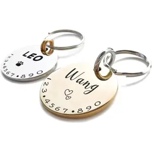 Cats Dogs ID Tags Personalized Lovely Symbols Pets Collar Name Accessories Simple Custom Engraved Products for Extra Small Four Legged Child Necklace Chain Anti-Lost Shiny Stainless Steel Charm