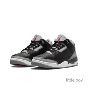Black Cement Leather Mid-Top Basketball Shoes with Grey Elephant Print and Red