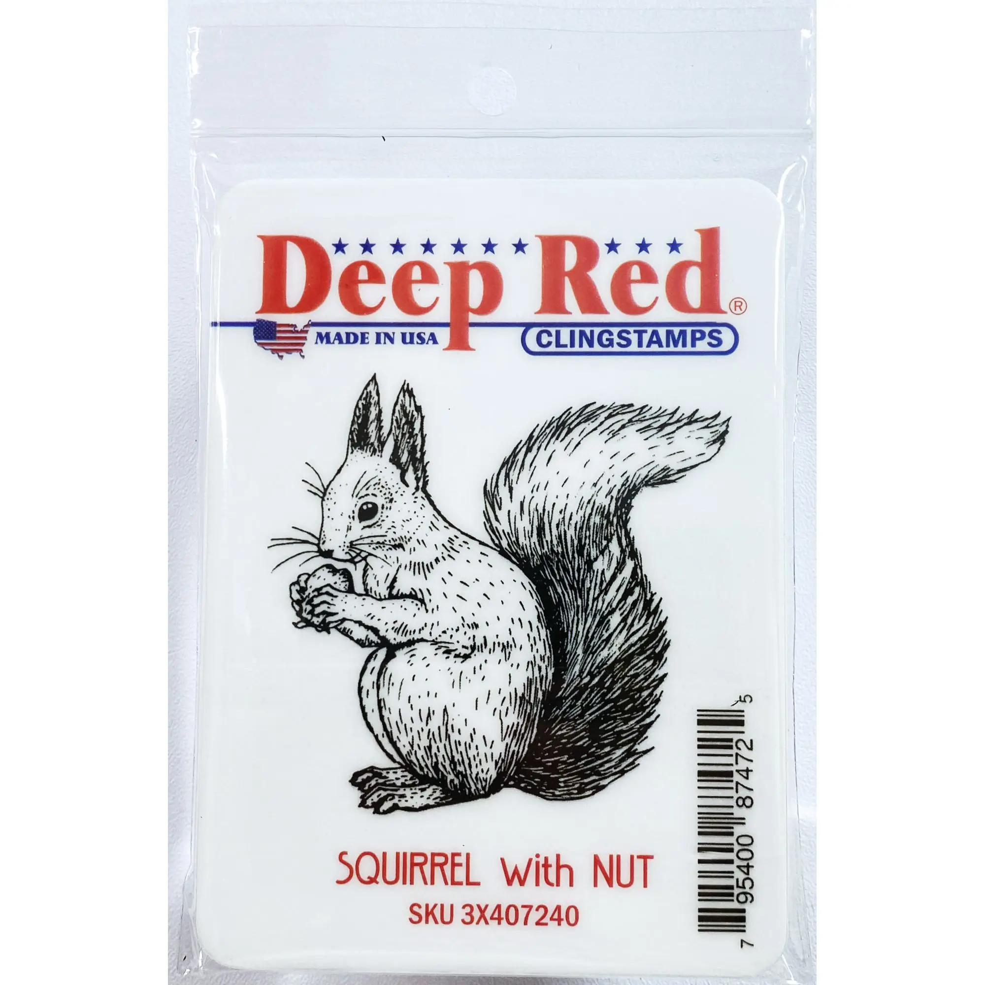 Squirrel with Nut Rubber Cling Stamp