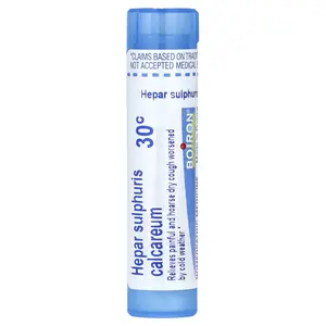Boiron Hepar Sulphuris Calcareum, 30C, Dry Cough Relief, Approx. 80 Pellets