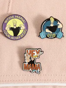 3 Vintage Johnny Bravo Enamel Pins, 90s Classic Quotes & Styles, Nostalgic Anime Fan Must-Have, Casual Fashion Accessories, Nostalgic Appeal, Vintage Cartoon