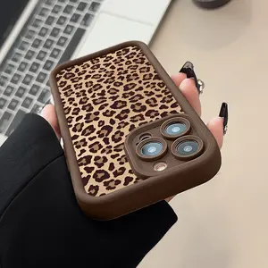 Leopard Print Pattern Case for iPhone 16 15 14 Pro Max 13 12 11 XR XS Plus Shockproof Drop Protection Rugged Durable Silicone Cover Gifts for women men girls boys