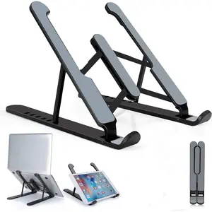 Portable Laptop Stand, New Version Adjustable Laptop Holder Riser Computer Stand for Desk Notebook Stand Mount with Phone Stand, White
