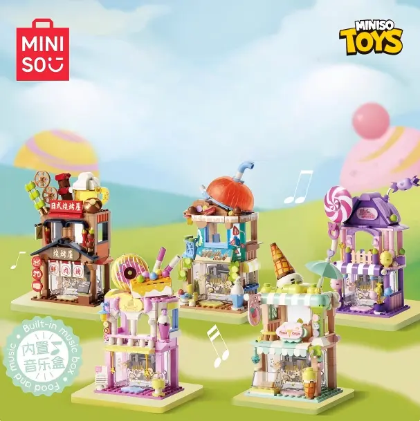 MINISO Super Sweet, Super Fulfilling, Super Happy Ice Cream Building Blocks, Premium ABS & Metal Construction, Interactive Building Toy with Tiny Furniture Accents, Safe Educational Activity for Kids 8+, The Thoughtful Holiday or Birthday Present