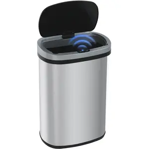 Trash Can 13 Gallon, Automatic Waste Bin Touchless Infrared Motion Sensor, Stainless Steel Base Anti-Fingerprint Mute Designed, Kitchen Garbage Can 50 Liter for Office Bedroom Office Living Room