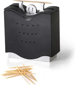 Fun Toothpick Holder - Cute Toothpick Dispenser ABS Fun Toothpick Holders Decorative Plastic Toothpick Holder (Black)