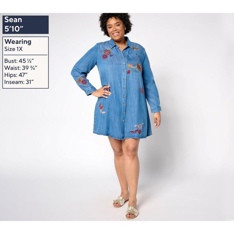 Driftwood Jeans Scottie Long-Sleeve Lyocell Dress - Butterfly