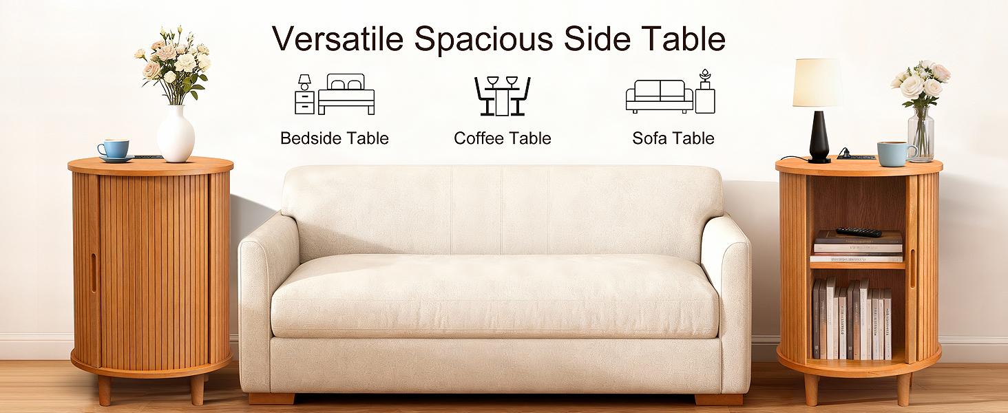 DHH Yellow Oak Round Nightstand with Hidden Storage & Power Strip, 2-Tier Circular Bedside Table with USB, Elegant Accents Table for Home Office & Entryway DHH Yellow Oak Round Nightstand with Hidden Storage & Power Strip, 2-Tier Circular Bedside Table with USB, Elegant Accents Table for Home Office & Entryway