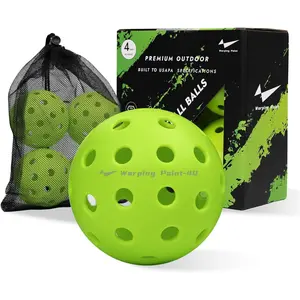 40 Holes 4/12 Pack Outdoor Pickleballs ,Warping Point Outdoor Pickleball Ball , High Bounce Durable Practice Pickle Ball with Mesh Bag for Beginner Intermediate Player | Yellow, Green