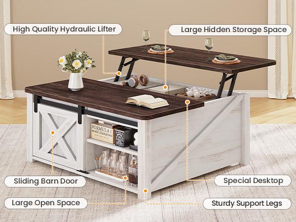 SEDETA 31.5-Inch Elevated Coffee Table with Storage Compartments Square Coffee Table for Living Room Furniture Home Minimal Interior Modern Lounge wood center table， Rustic Farmhouse Rectangular Dining Table