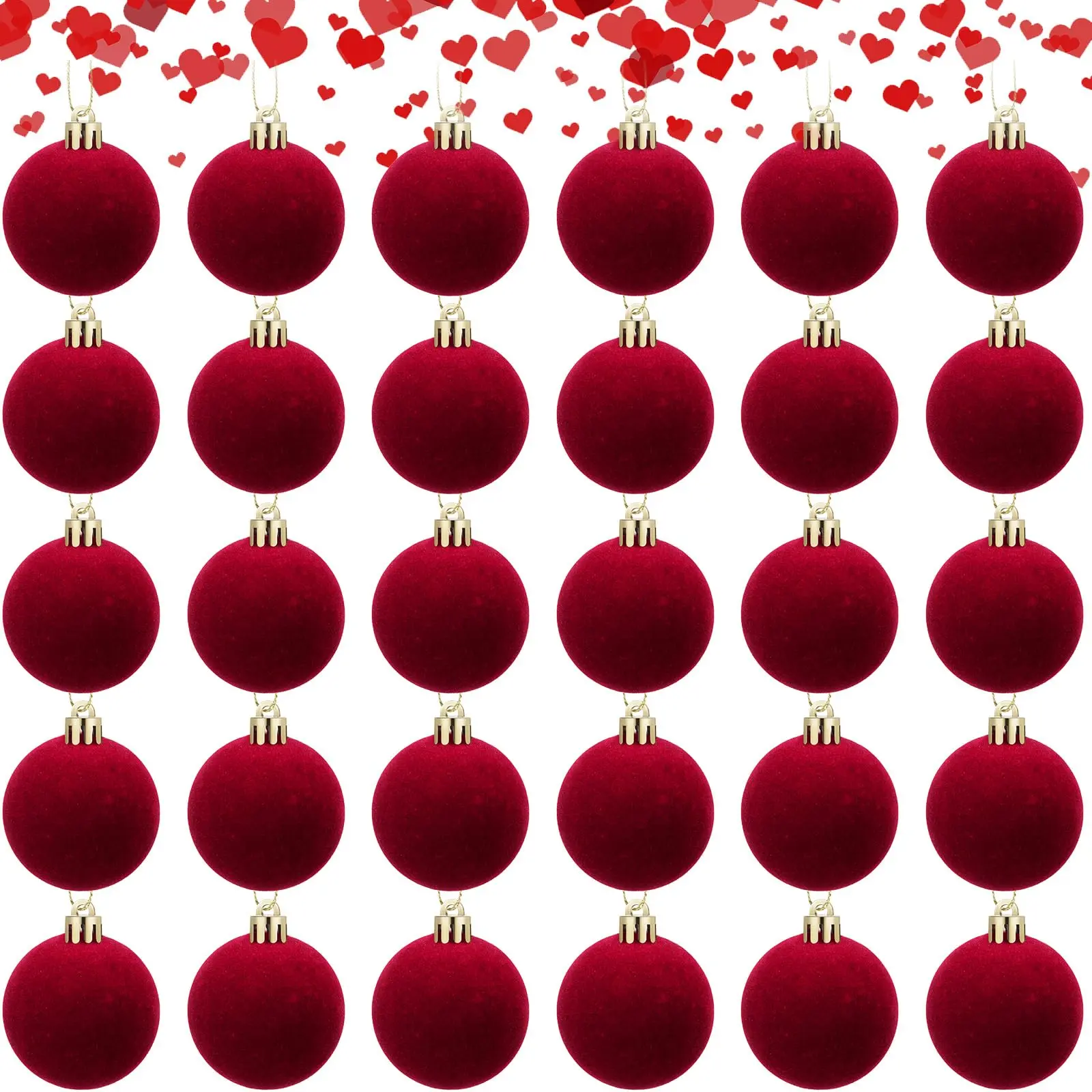 Handmade Flocked Velvet Christmas Balls, Hanging Tree Ornaments for Home Decor, Wedding or Anniversary Parties