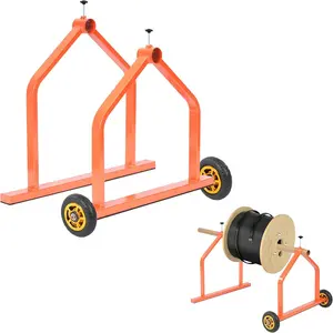 Wire Spool Rack, Cable, Industrial Grade Steel Wire Rack Dispenser, Moveable Wire Rack with Wheels, Holds Spools to 28" In Diameter, Orange