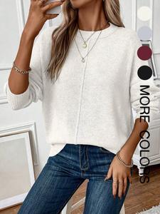 women's fall winter casual knit sweater, round neck long sleeve pullover, fashionable simple style, versatile & elegant design