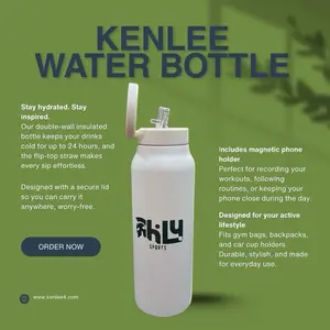 Kenlee Sports Magnetic Smart Water Bottle – 24oz Drinkware Matte Stainless Steel