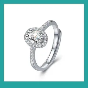 [LeBijouLab] Oval 1Carat Synthetic Moissanite Ring, Free Size Adjustable Ring for Women, Engagement Ring Adjustable Band, Elegant Oval Ring For Women, Gifts for Her
