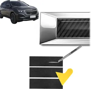 Compatible with Carbon Fiber Vinyl Wrap 11.8" x 4" Chevy Bowtie Emblem Wrap Kit with Spatula and Cutter 3 Pcs Universal Logo Overlay Black