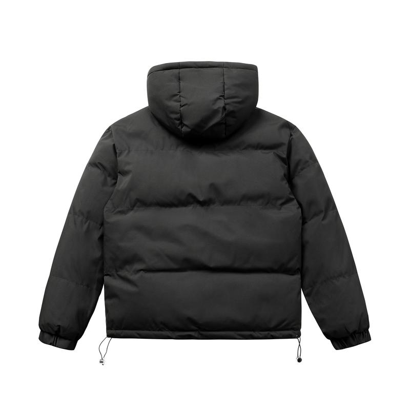 Men's Solid Color Thickened Zipper Drawstring Puffer Coat, Loose Overcoat, winter outfits Casual Warmth with Pockets Hooded Jacket, Streetwear, Cold Weather Gear, Men's Jacket, Winter Top 2025, Winter Jacket, Thick Jacket, cold weather outfits