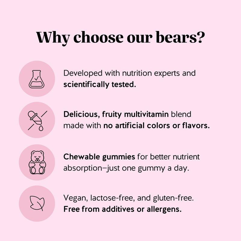 Bears with Benefits Biotin Gummies for Hair Growth, Skin & Nails –  5000 mcg Biotin + Vitamins C & E + Zinc - 30 Gummies - Vegan Wild Berry Flavor - 1 Month Supply