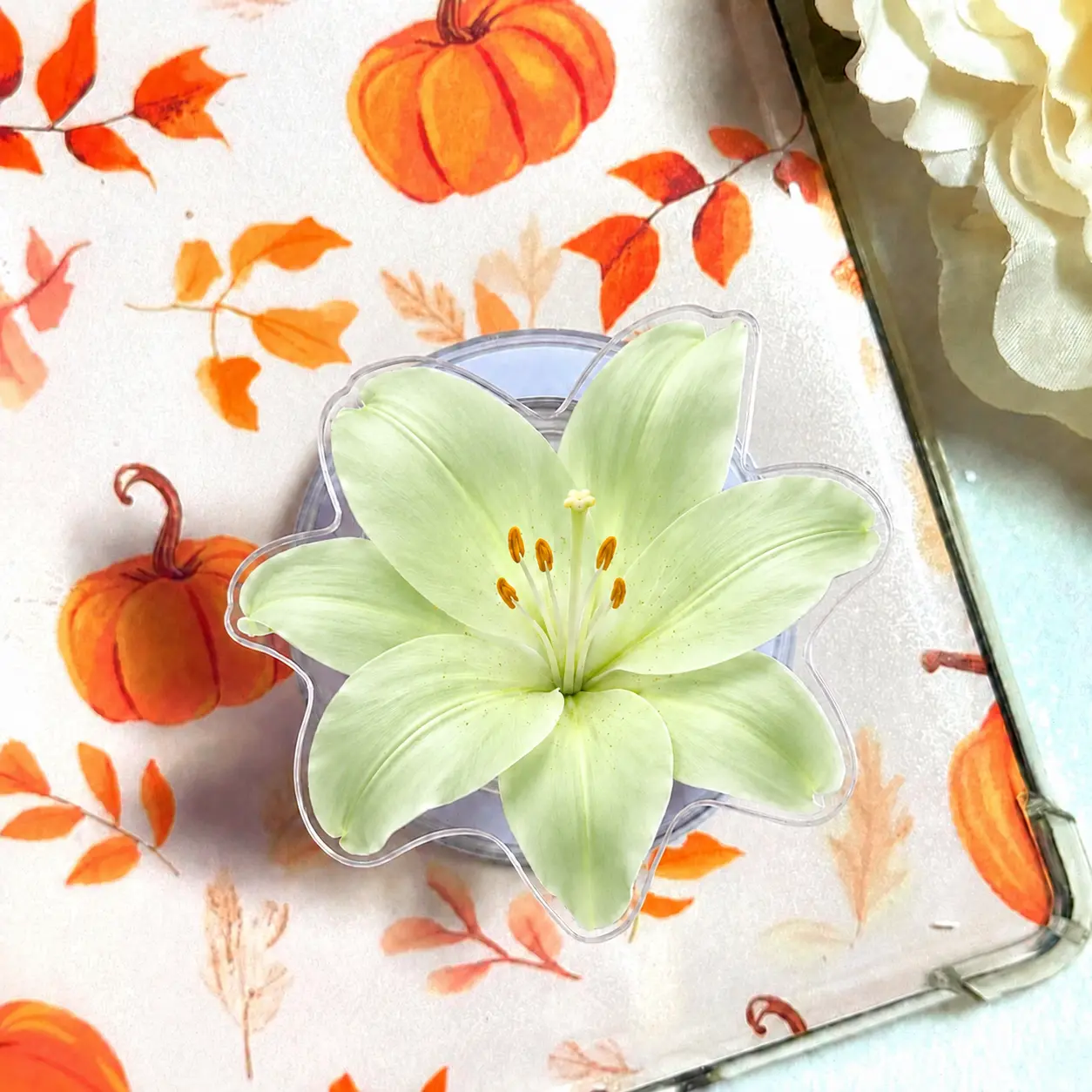Pastel 2D Lily MagSafe Phone Grip – Floral Phone Stand, Aesthetic Phone Accessory