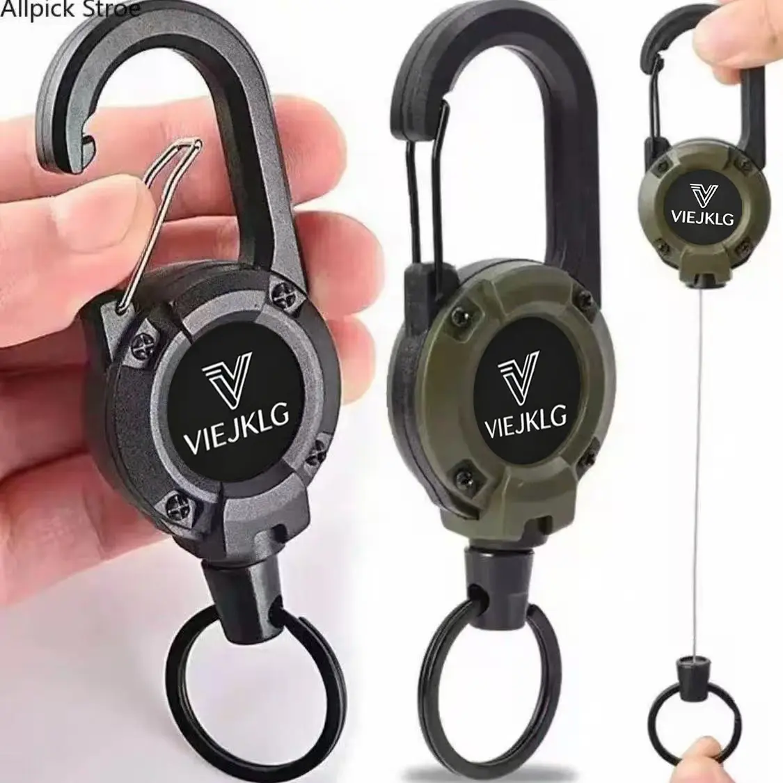 B10 1/2/4pcs Extendable Retractable Holders Keychain Badge Reels Heavy Duty Clip With Carabiner Key Chain For Men Outdoor Bags Keychain Tool Keychain Hooks