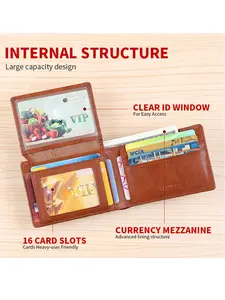 Men's Genuine Leather Wallet, Rfid Theft Protection, Short Design, First Layer Cowhide, 1 Piece, Stylish and Durable, Business Minimalist Wallet