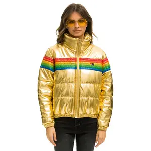 6 STRIPE LUXE APRES PUFFER JACKET - GLOSSY GOLDEN