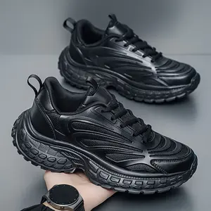 Men's Black Samurai Sneakers - Stylish & Versatile Low-Top Lace-Up Shoes with Rugged Tread for Casual, Sporty, and Outdoor Wear | Durable PU Upper & PVC Sole | Breathable Fabric Lining | Perfect for Running, Walking, and Everyday Use, Casual Sneakers