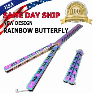 Butterfly Trainer Training Dull Tool Black Metal knife Practice Stainless Steel