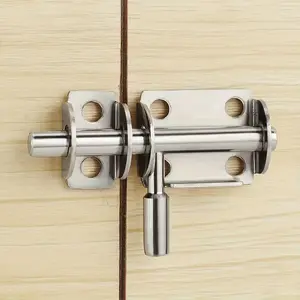 Stainless Steel Latch Semi-round: Heavy Duty Sliding Bolt Lock, Door Security Lock, Closet Household Anti-theft Bolt, Garden Interior And Exterior Door, Door Bucket Bolt Latch, With Heavy Steel For Easy Installation Of Door SS
