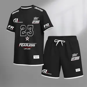 Men's Chicago Racing Print Waffle Fabric Short-Sleeved Shirt And Shorts Set