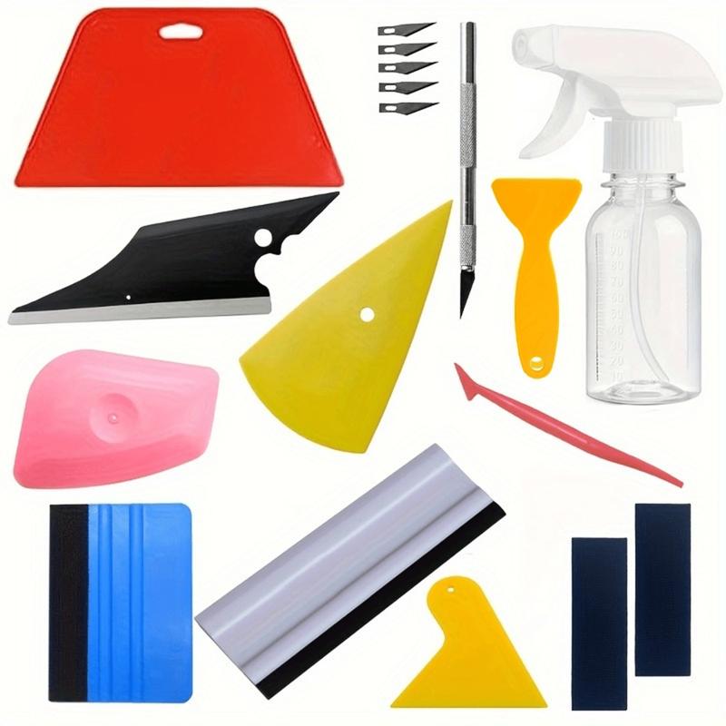 Complete Car Vinyl Wrap Kit for Beginners with PPF Film & Window Tint Tools - DIY Paint Protection Package Includes Spray Bottle, Felt Squeegee, Knife/Blades & Bubble Remover for Scratch/Bubble-Free Decal Application (No Power Required)