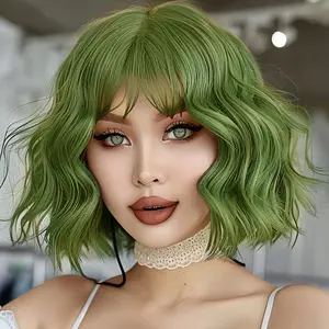 Synthetic Wig with Bangs, Featuring Short Waves, Designed for Beginners And Heat Resistant, Perfect for Women'S Parties hairstyle fashion