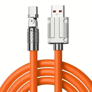 120W Fast Charging Cable, 180° Rotating Quick Charge Cord, Liquid Silicone USB Charger for Type-C Android Xiaomi LG Samsung Oppo Apple Car Phone Chargers