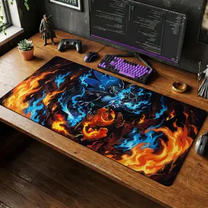 PKM Mega Fire Dragon Playmat Anime Mousepad TCG Gaming Office Desk Mat