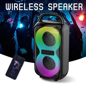 Portable Bluetooth Speaker with Double 3'' Subwoofer Heavy Bass Wireless Outdoor Speaker Support FM  LED Lights Stereo Sound TWS for Home Party Travel