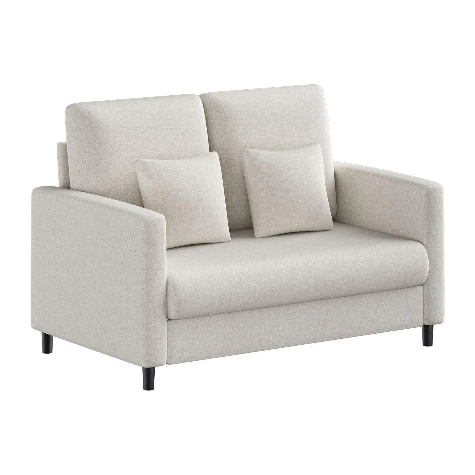 51" Stain-Resistant Teddy Fleece Sherpa Loveseat Sofa - 2-Seater Mini Settee, Comfy Couch, Solid Wood Frame, Tool-Free Assembly Required, Supportive for Small Spaces, Dorm Room