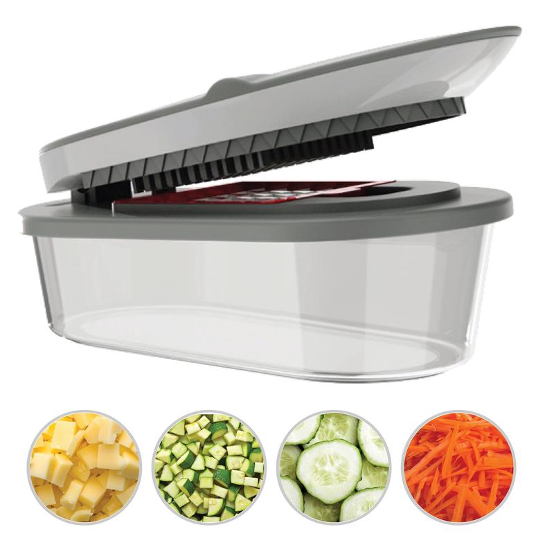 Chopzilla All-in-1 Vegetable Chopper & Mandoline Slicer with Container, 4 Blades & Scraper – Sharp Veggie Cutter, Salad Dicer & Food Chopper