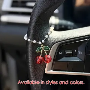 Fashionable Cherry Cute Car Accessories Pendant, Trendy Steering Wheel Chain, Car Ornament, Interior Hanging Decor, Unique Car Gift