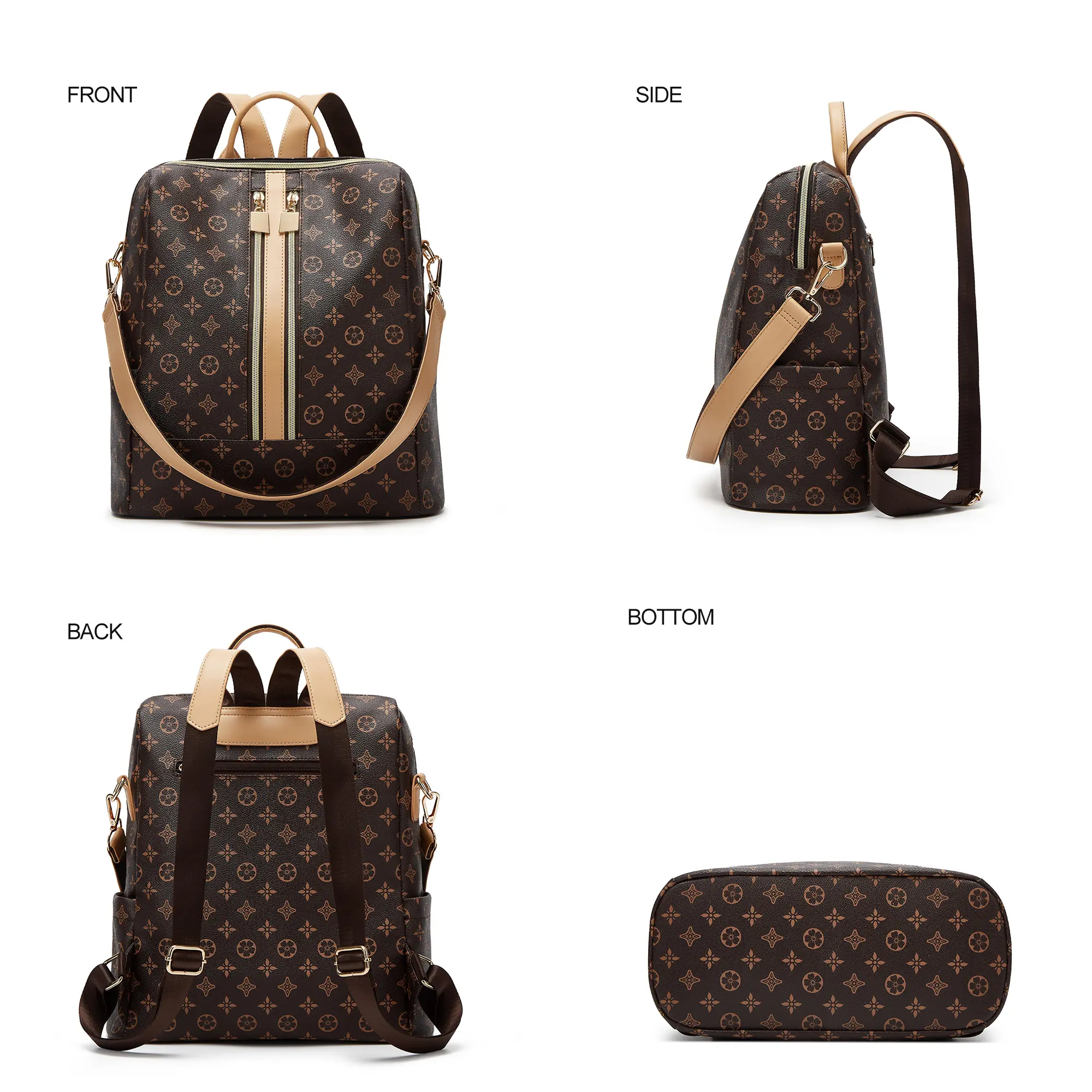 Quilted Faux Leather Backpack Purse Fashion Shoulder Travel Daypack DAREIN Women main image 3