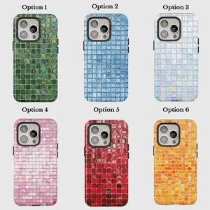 Glass Mosaic Tiles Phone Cases for iPhone 16 15 14 13 12 11 Pro Max